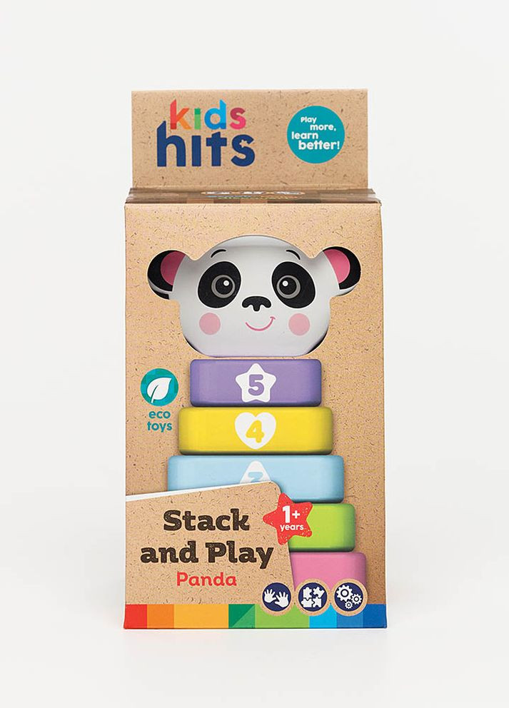 Дерев'яна іграшка пірамідка "Панда" колір різнокольоровий ЦБ-00231336 Kids Hits (266131629)