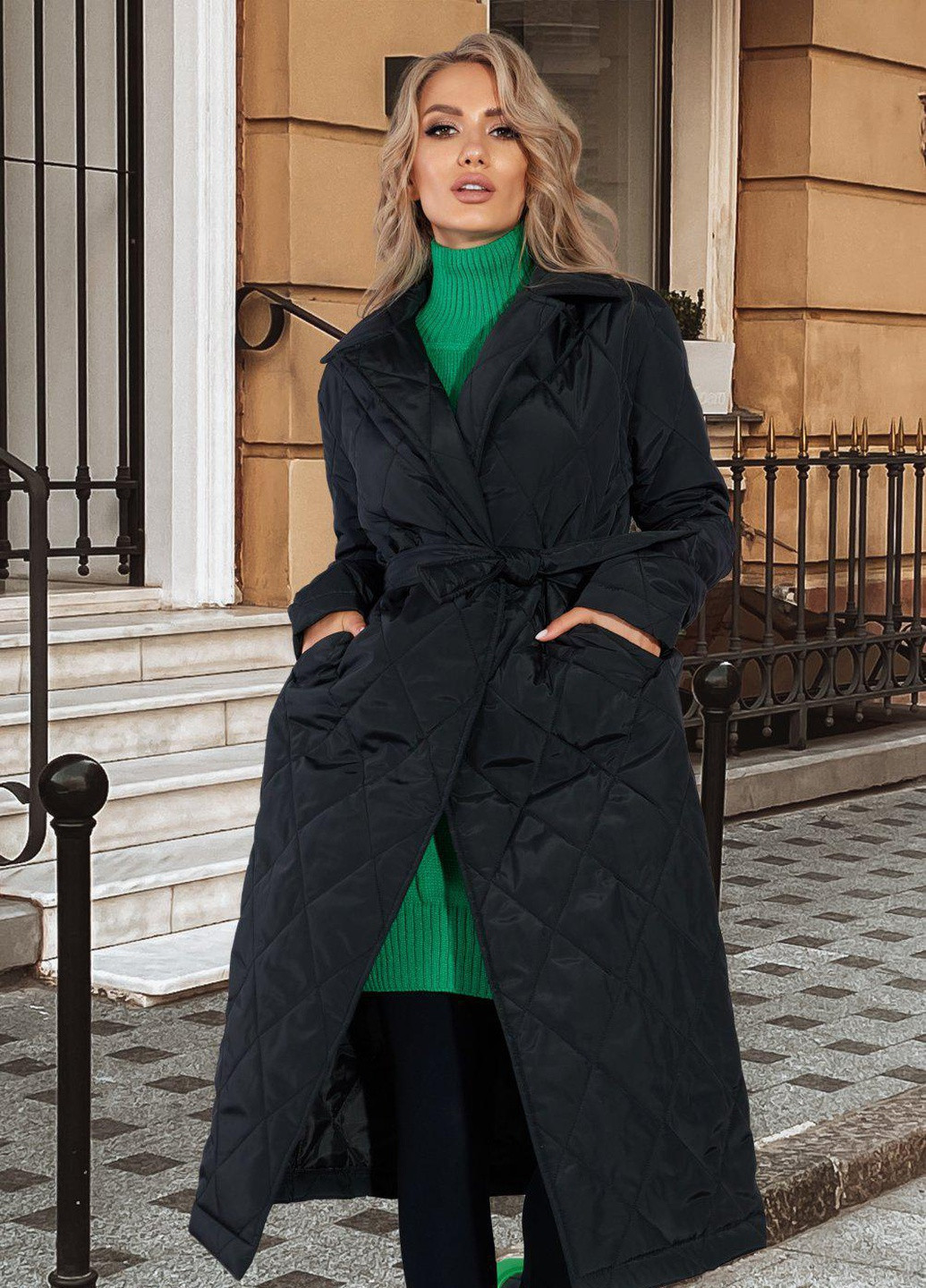 Черный Жіночий верхній одяг Модне пальто із плащівки (4996) Lemanta