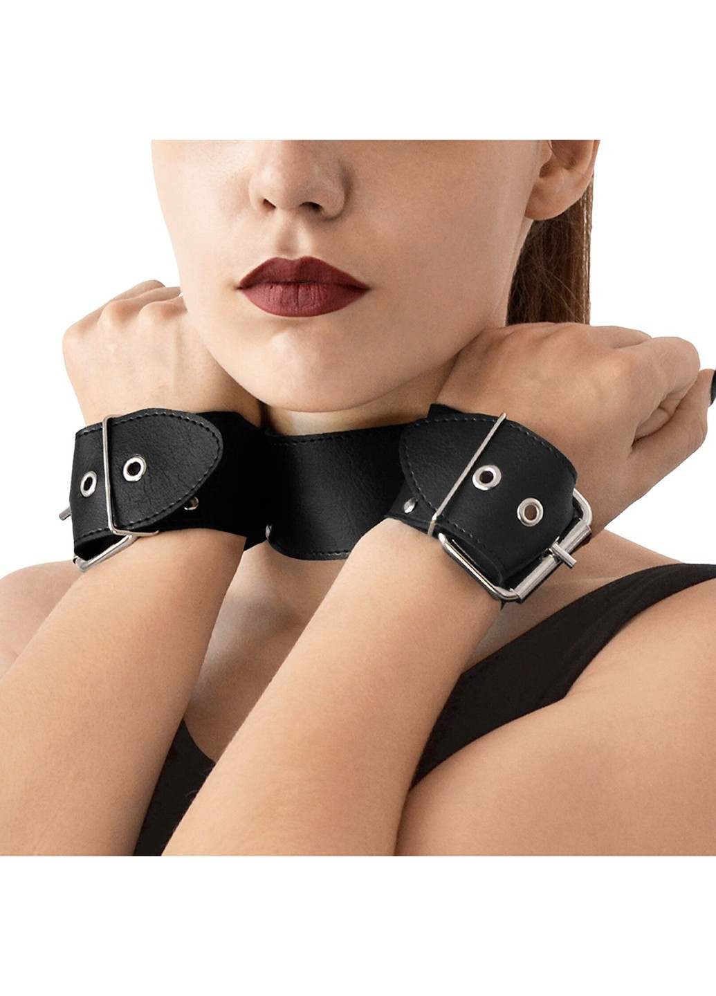 Ошейник с наручниками из натуральной кожи - Bondage Collar with Handcuffs Art of Sex (258614615)