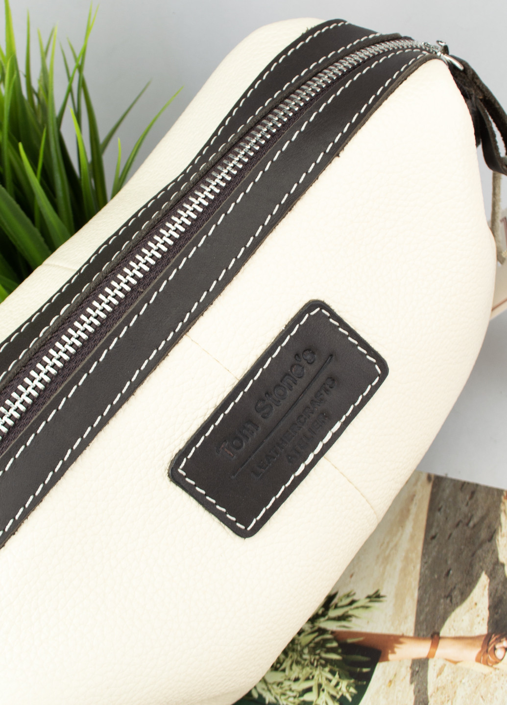 Косметичка жіноча велика шкіряна 064 MBr молочно-коричнева Tom Stone (257490906)