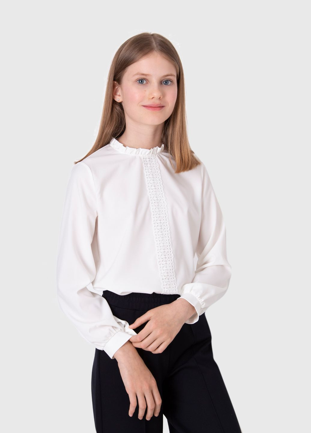 Блуза довгий рукав для дівчинки колір молочний ЦБ-00228827 Mevis (260816616)