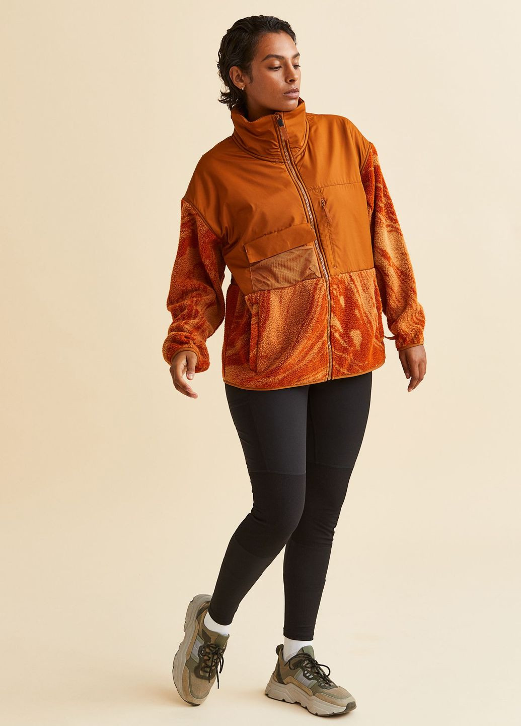 Помаранчева демісезонна спортивна куртка з тедді-флісу H&M