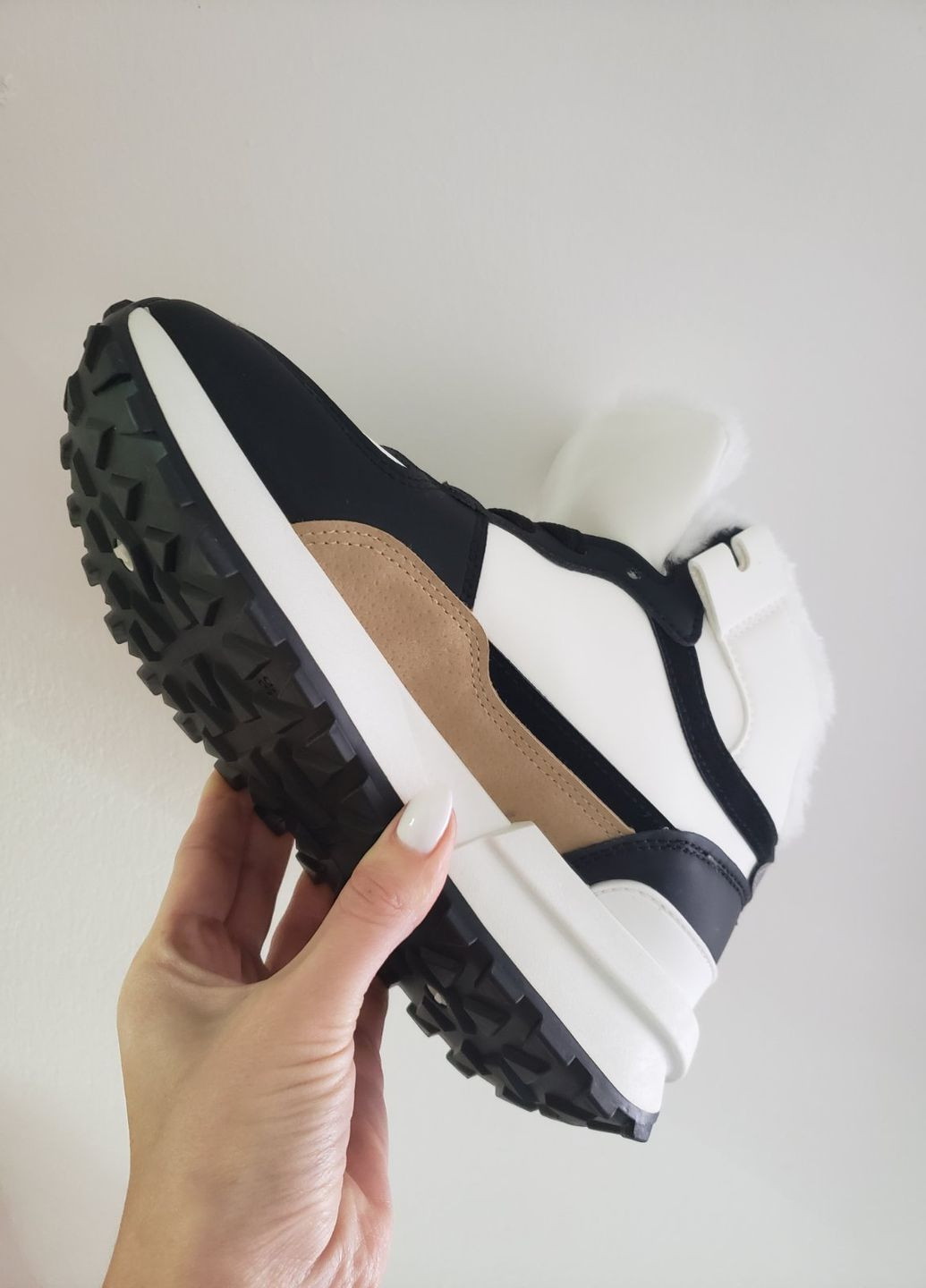 Кроссовки утепленные зимние Ok Shoes чёрно-белые (268226120)