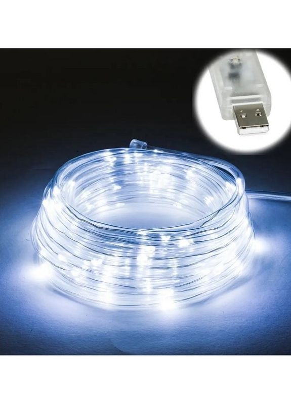 Гирлянда светодиодная нить "Капли росы" дюралайт на 100 светодиодов 9 м с USB подключением Белый Led (265399769)