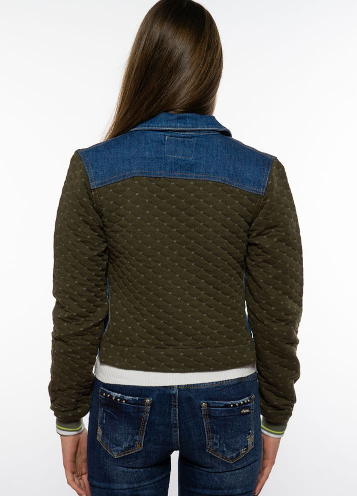 Прозора демісезонна куртка жіноча джинсова (синьо-оливковий) Time of Style