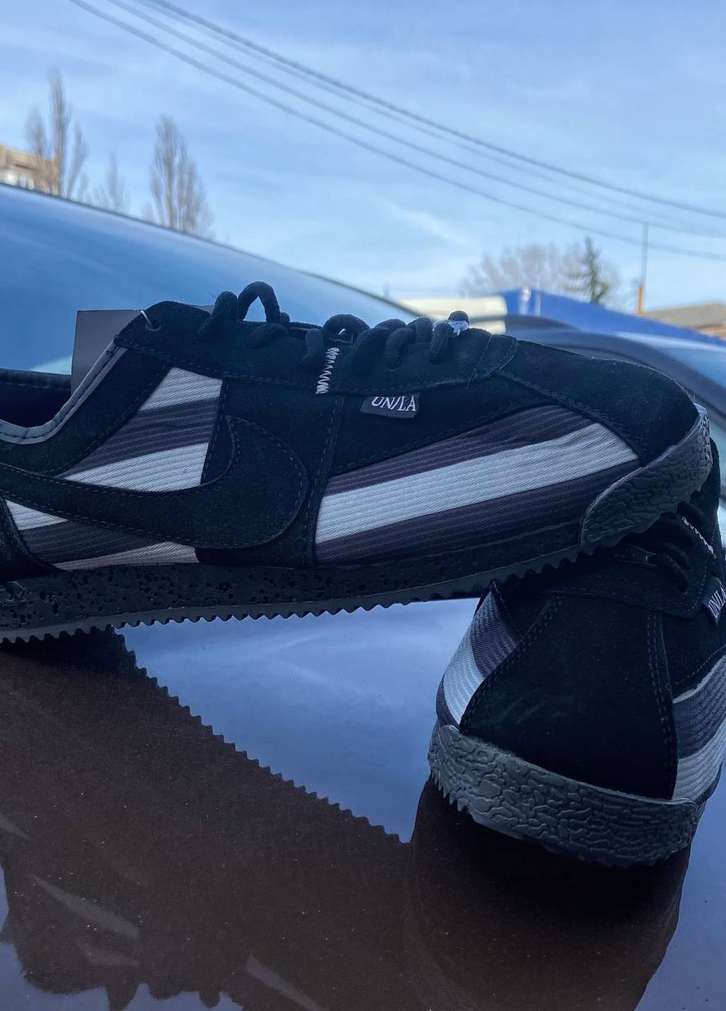 Чорні Осінні кросівки репліка cortez black Vakko