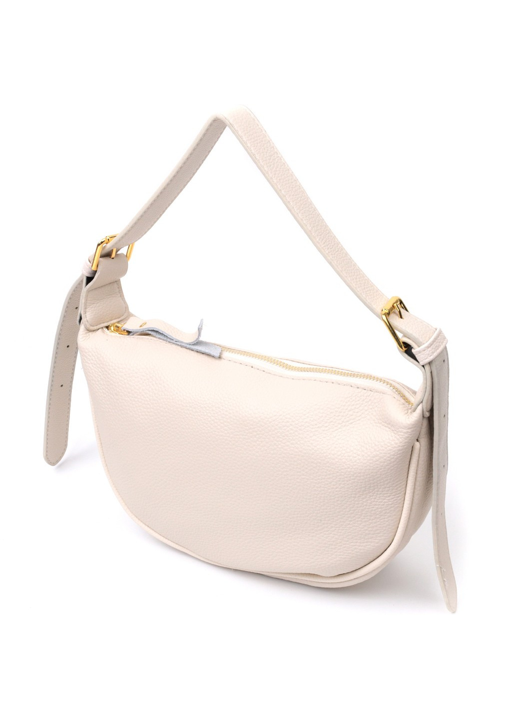 Женская полукруглая сумка с одной плечевой лямкой из натуральной кожи 22371 Белая Vintage (276461812)