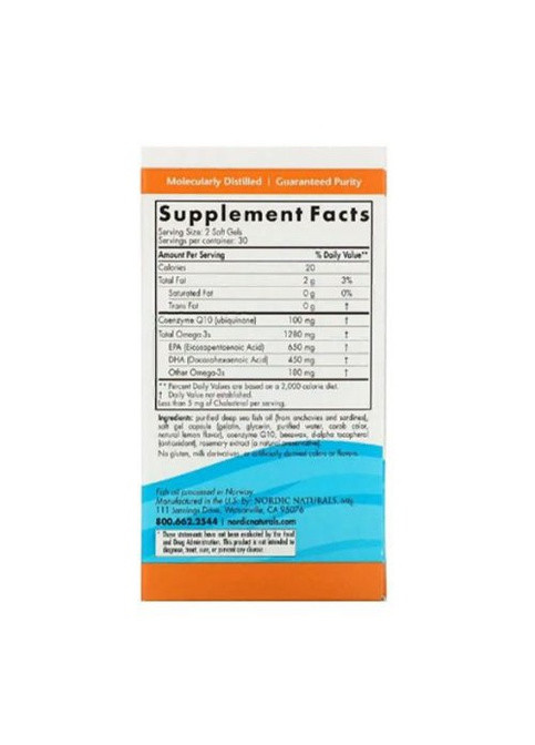 Ultimate Omega + CoQ10 1000 mg 60 Soft Gels Nordic Naturals (259967088)