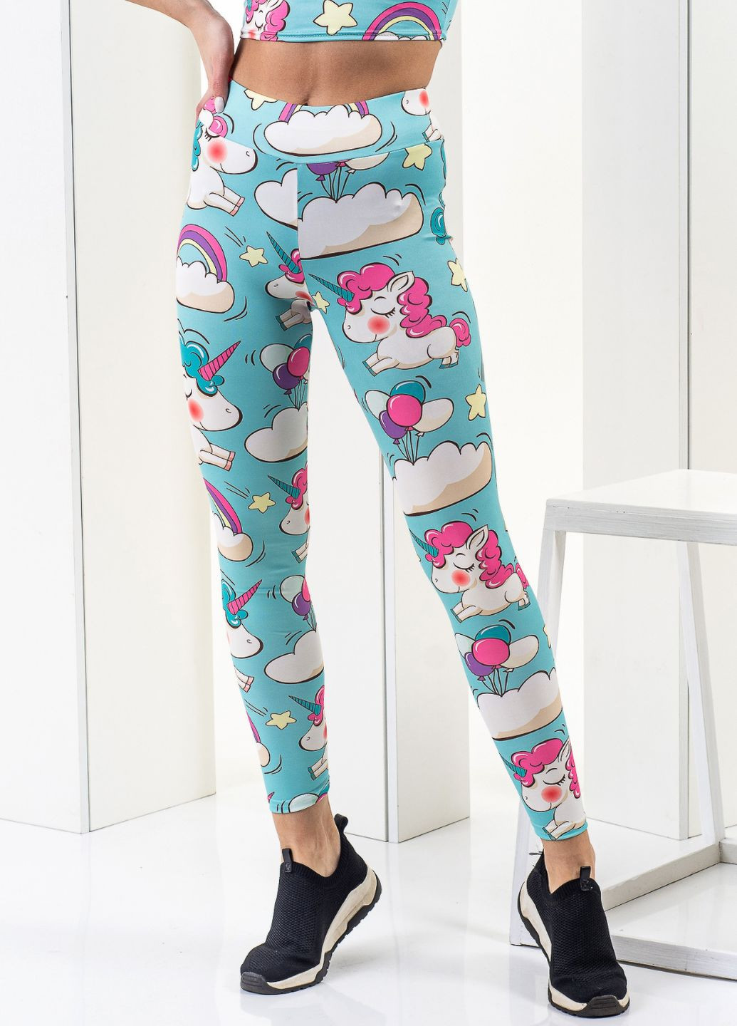 Жіночі спортивні лосини для фітнесу, бірюзові легінси для спорту Total Pro Fitness (277237696)