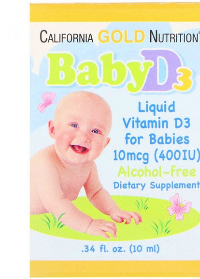 Baby Vitamin D3 400 IU 10 ml California Gold Nutrition (258596694)