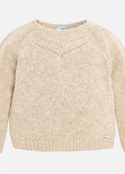 Бежевый зимний свитер для девочки 4322-29 беж пуловер Mayoral