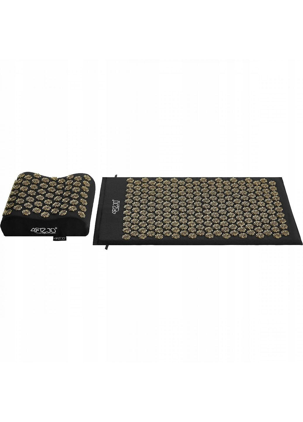 Коврик акупунктурный с подушкой Ergo Mat Аппликатор Кузнецова 4FJ0381 Black/Gold 4FIZJO (259180276)