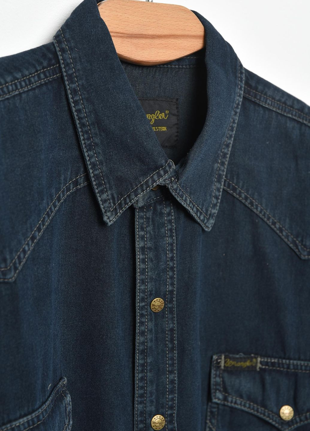 Сорочка джинсова чоловіча темно-синього кольору Let's Shop (268371063)