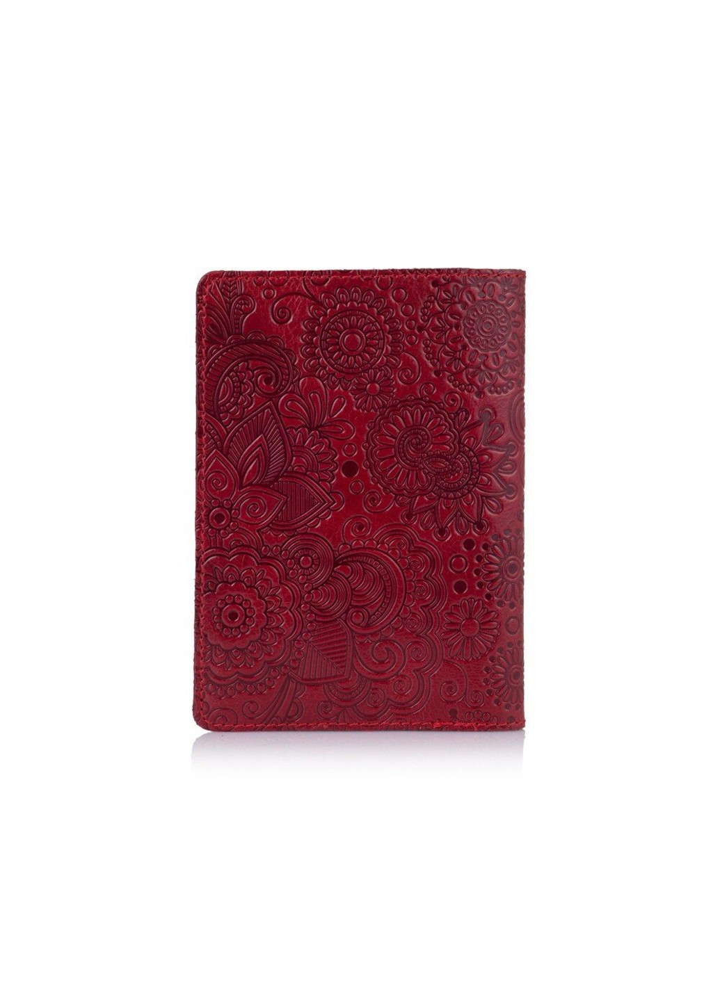 Кожаная красная обложка на паспорт HiArt PC-01 Mehendi Art Красный Hi Art (268371386)