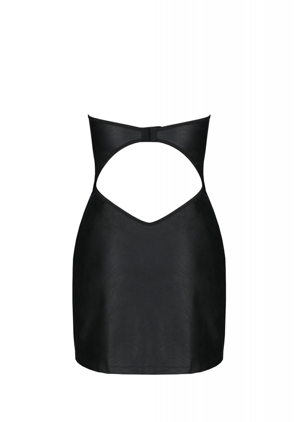 Черный мини-платье из экокожи celine chemise, шнуровка, трусики в комплекте Passion