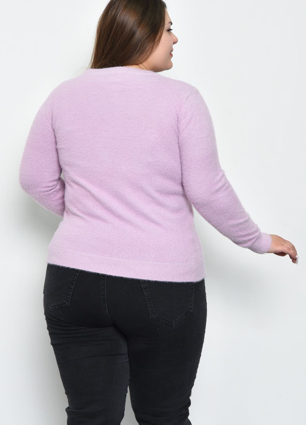 Бузковий зимовий светр жіночий ангора бузкового кольору пуловер Let's Shop