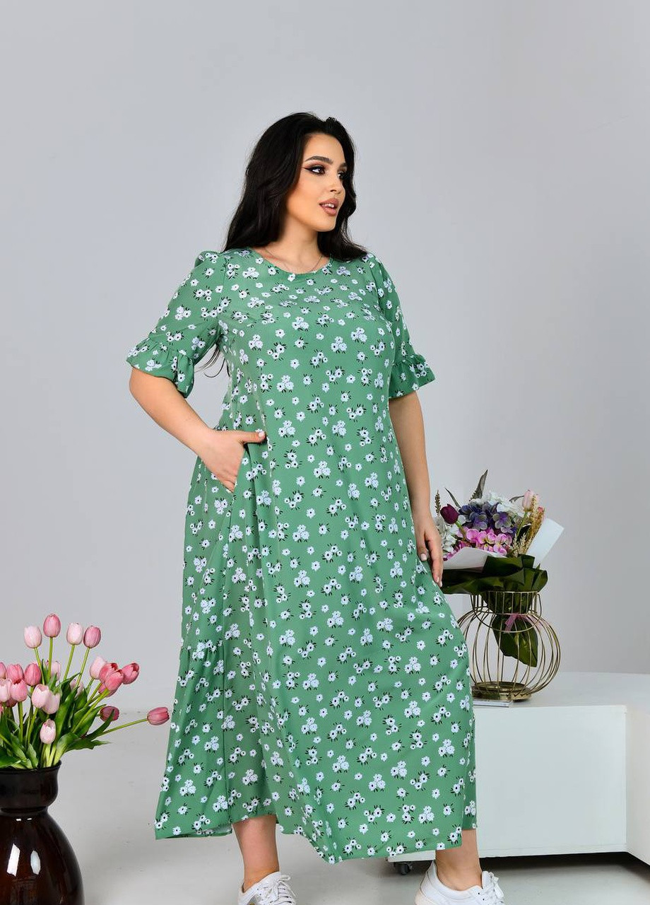 Зеленое женское платье миди цвет оливка р.50/52 433023 New Trend