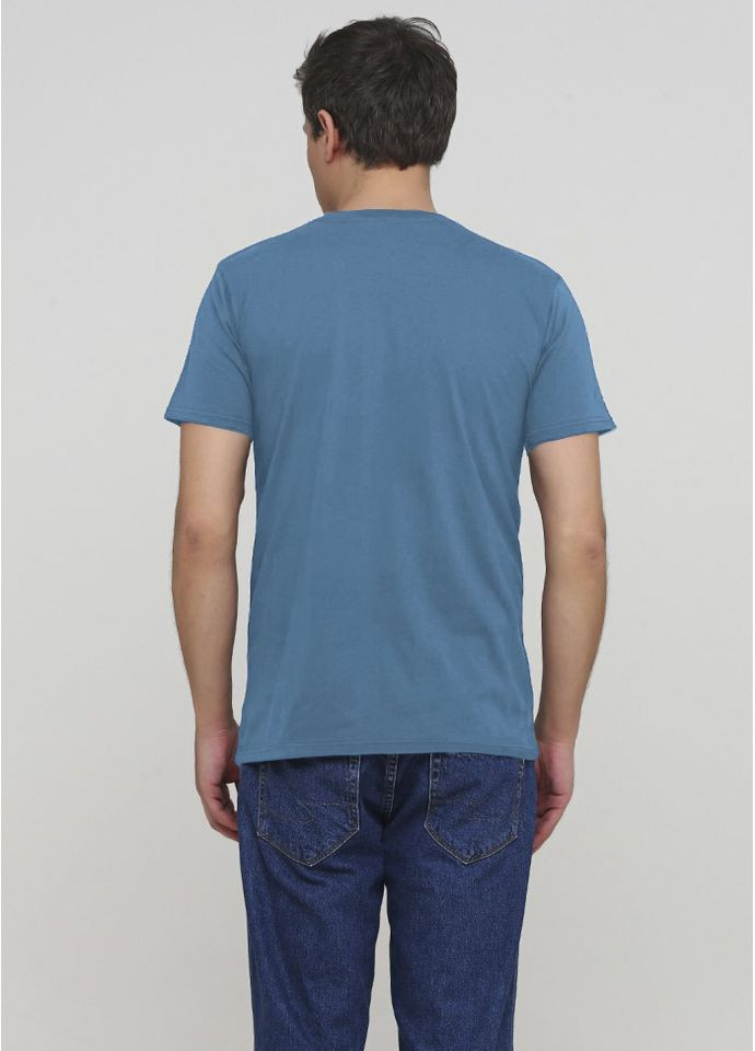 Светло-синяя мужская футболка м385-24 синяя с коротким рукавом Malta