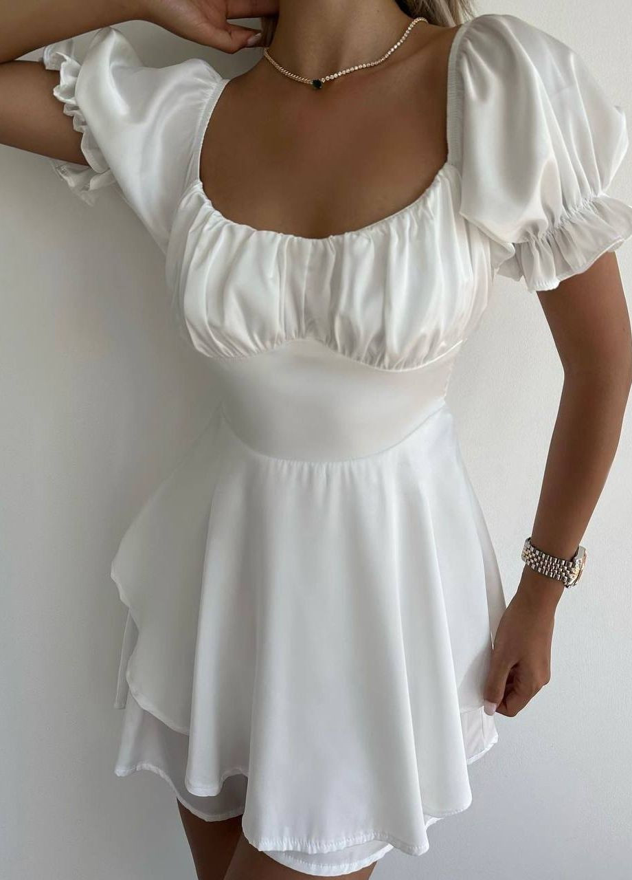 Белое вечернее очень легкое и стильное женское платье No Brand однотонное