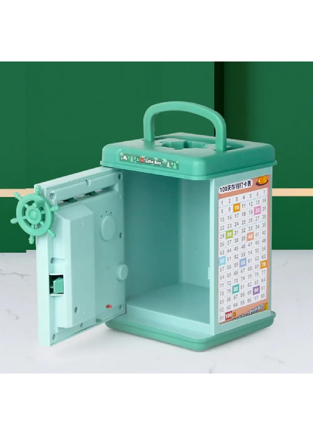 Игрушечный детский сейф копилка с электронным кодовым замком отпечатком пальца 19,5x13x11,5 см (474813-Prob) Зеленый Unbranded (259900118)