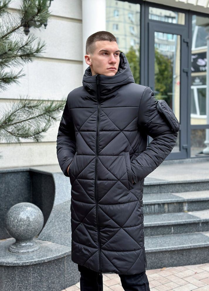 Чорна зимня куртка-пальто zmist чорний Pobedov