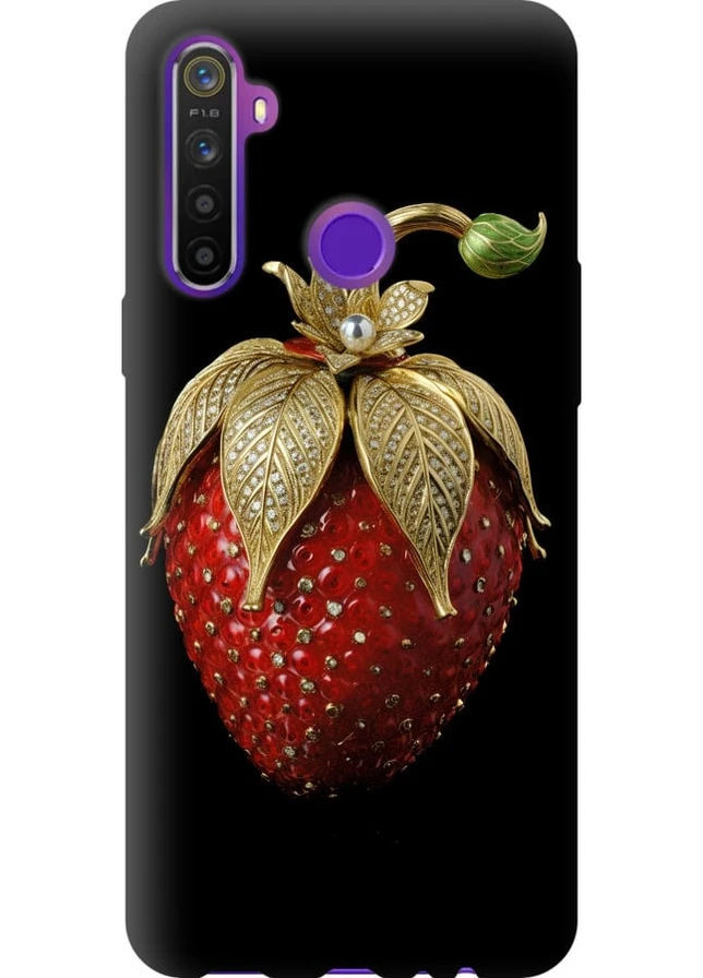 TPU чорний чохол 'Полуниця v3' для Endorphone Realme 6i (259322802)