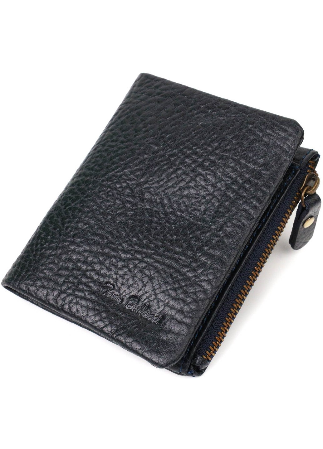 Маленький та місткий гаманець з натуральної шкіри 22021 Синій Tony Bellucci (262158024)