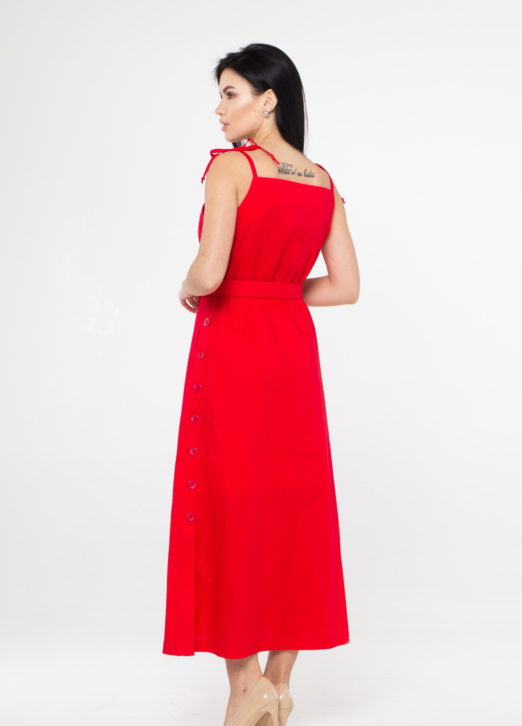 Красное повседневный женское платье-сарафан летнее SK