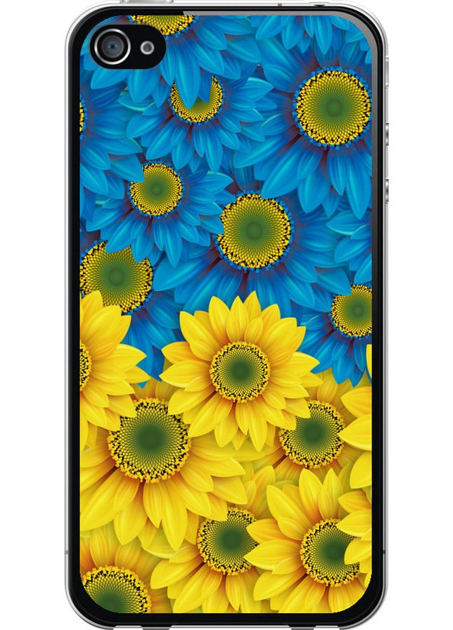 2D пластиковый чехол 'Жёлто-голубые цветы' для Endorphone apple iphone 4 (257826739)