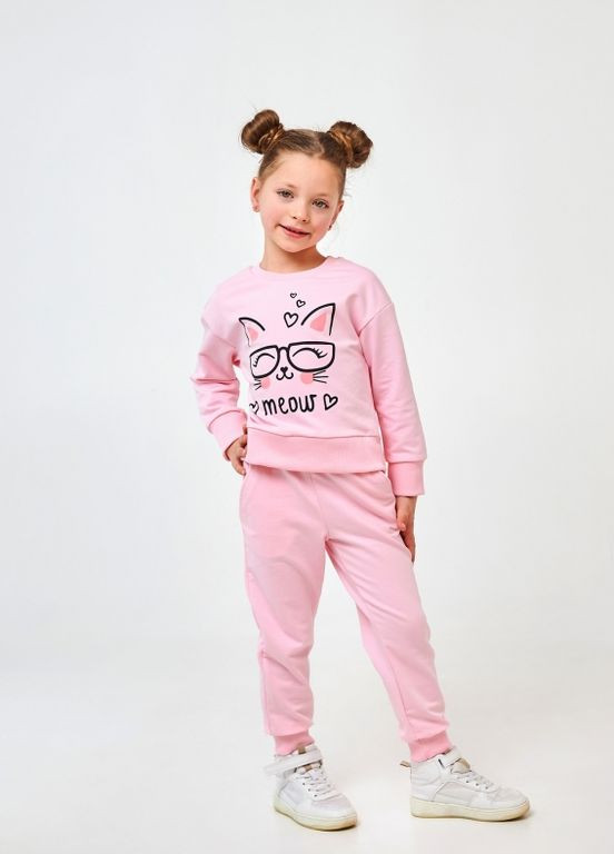 Рожевий дитячий костюм (світшот+штани) | 95% бавовна | демісезон | 92, 98, 104, 110, 116 | зручний та комфортний рожевий Smil