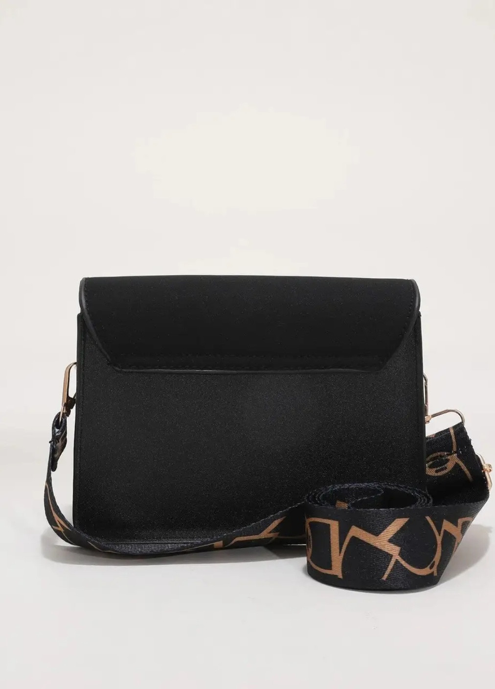 Женская классическая сумочка через плечо кросс-боди на ремешке бархатная велюровая замшевая черная No Brand (257007437)