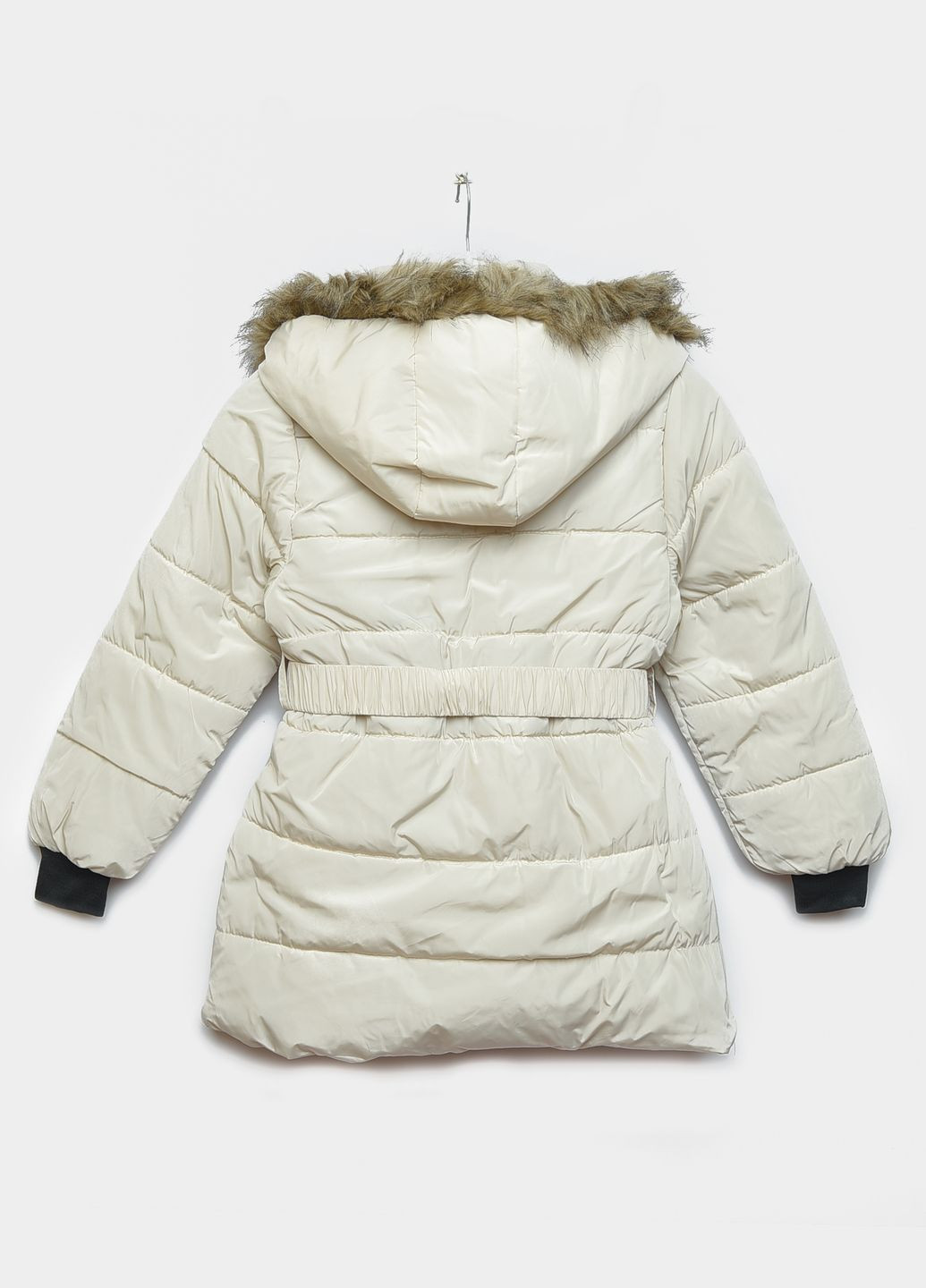 Молочная зимняя куртка детская зимняя для девочки молочного цвета Let's Shop