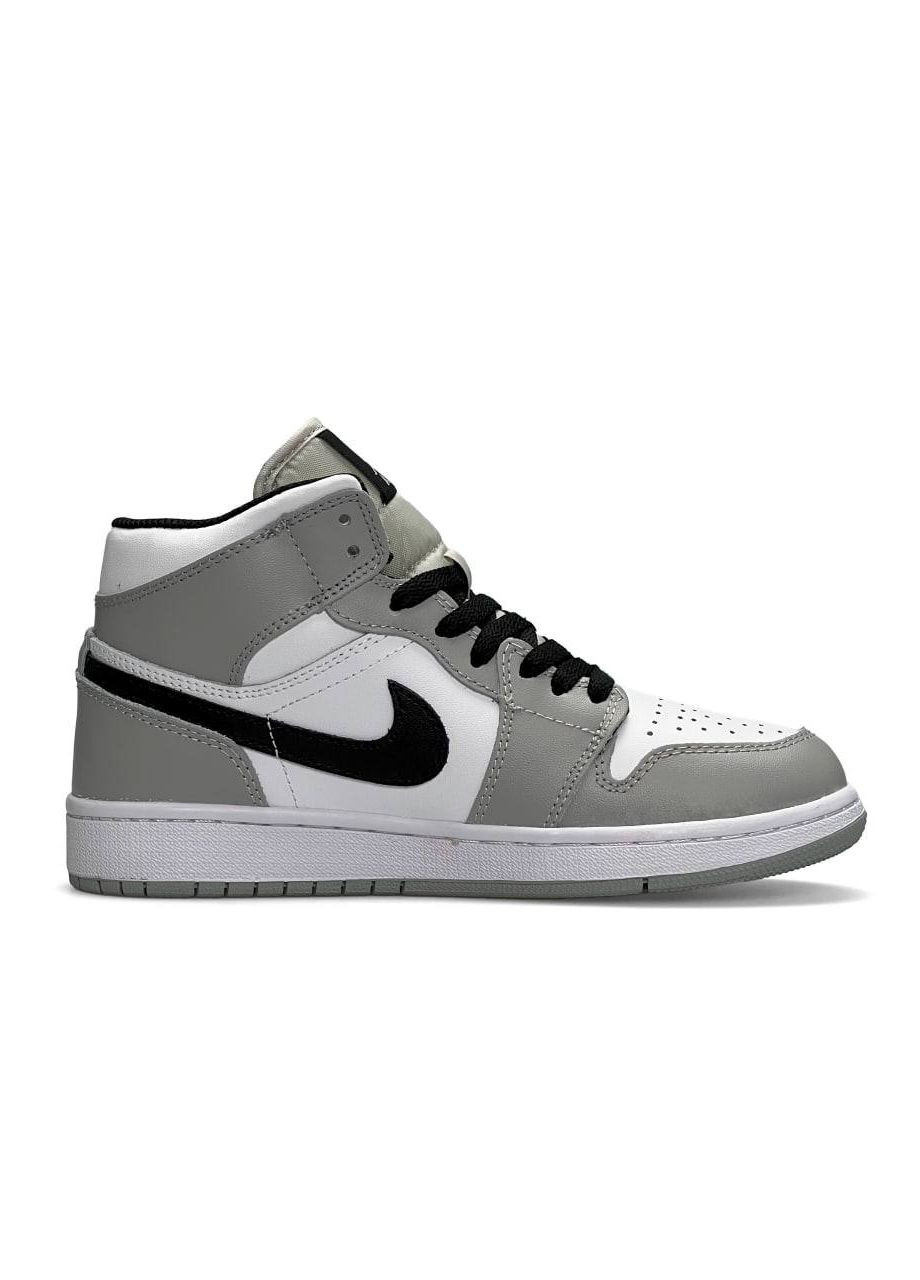 Серые зимние кроссовки женские, вьетнам Nike Air Jordan 1 High Gray White Black Fur