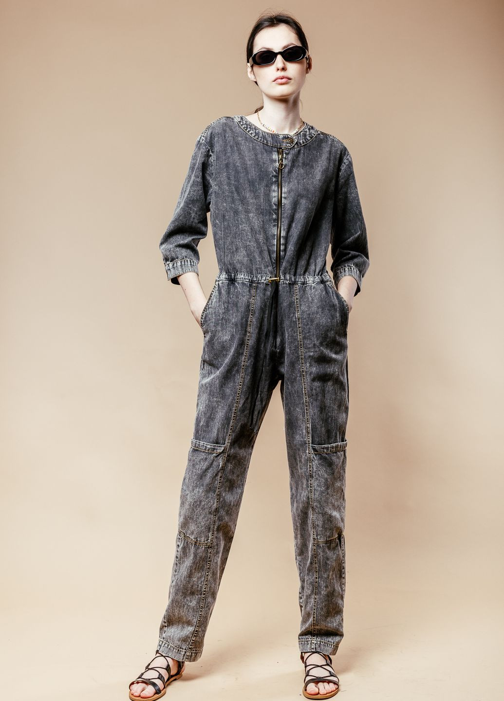Комбінезон в стилі сафарі Асунсьон Dolcedonna комбінезон-брюки сірий повсякденний