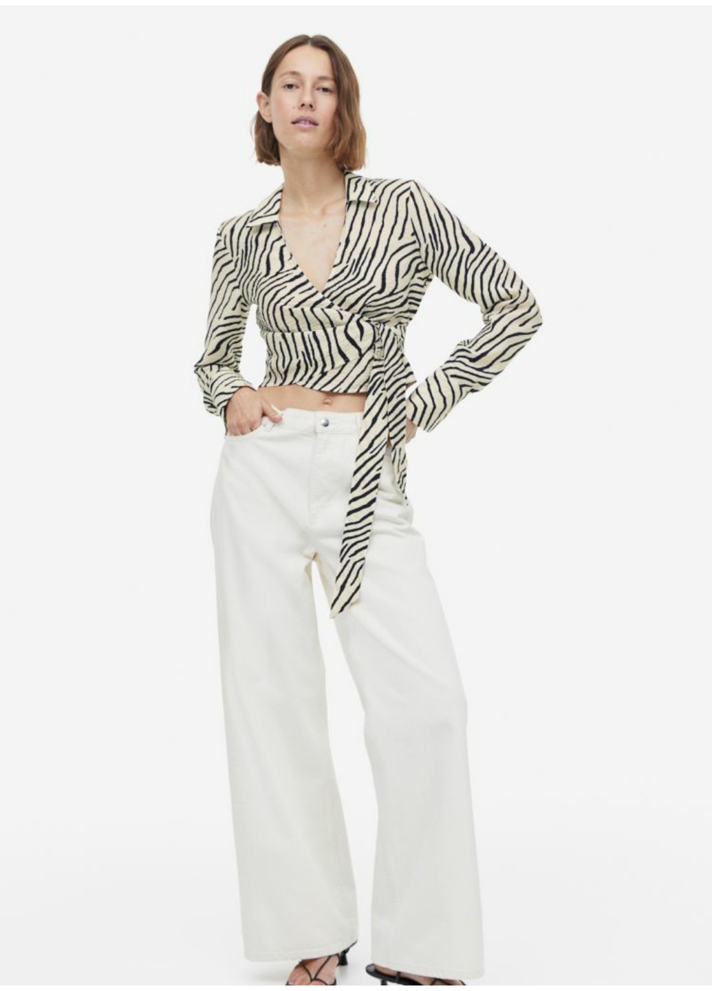 Жіноча блуза з зеброваним принтом Н&М (55778) 36 Чорна H&M (258885890)