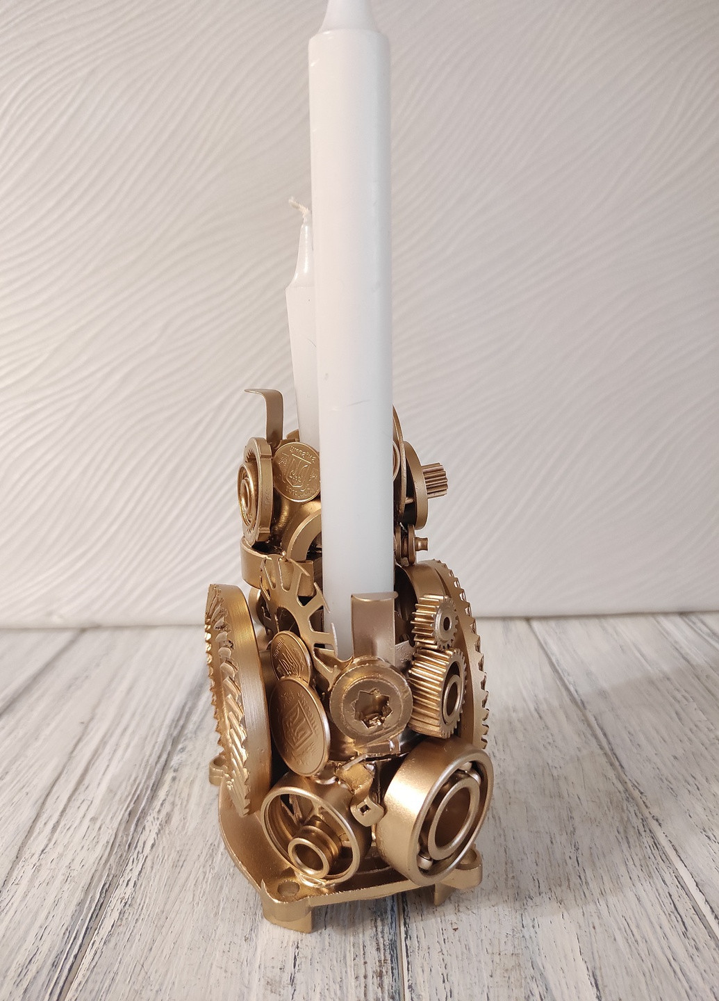 Сувенір підсвічник свічник стімпанк з металу з золотим напиленням ручна робота хендмейд подарунок SuvenirPodarokZP 5 (256615305)