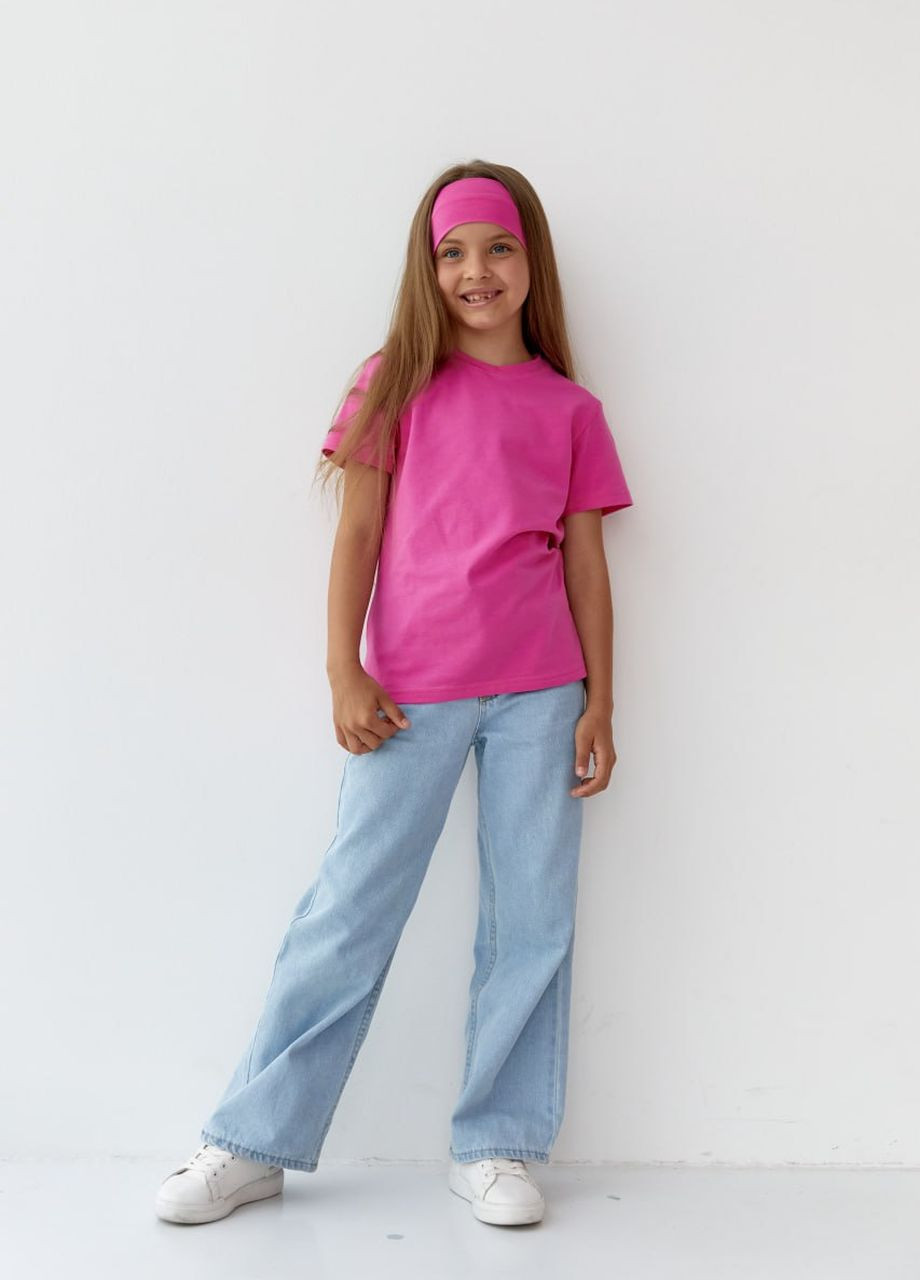 Розовая базовая детская однотонная футболка цвет розовый р.110 440830 New Trend