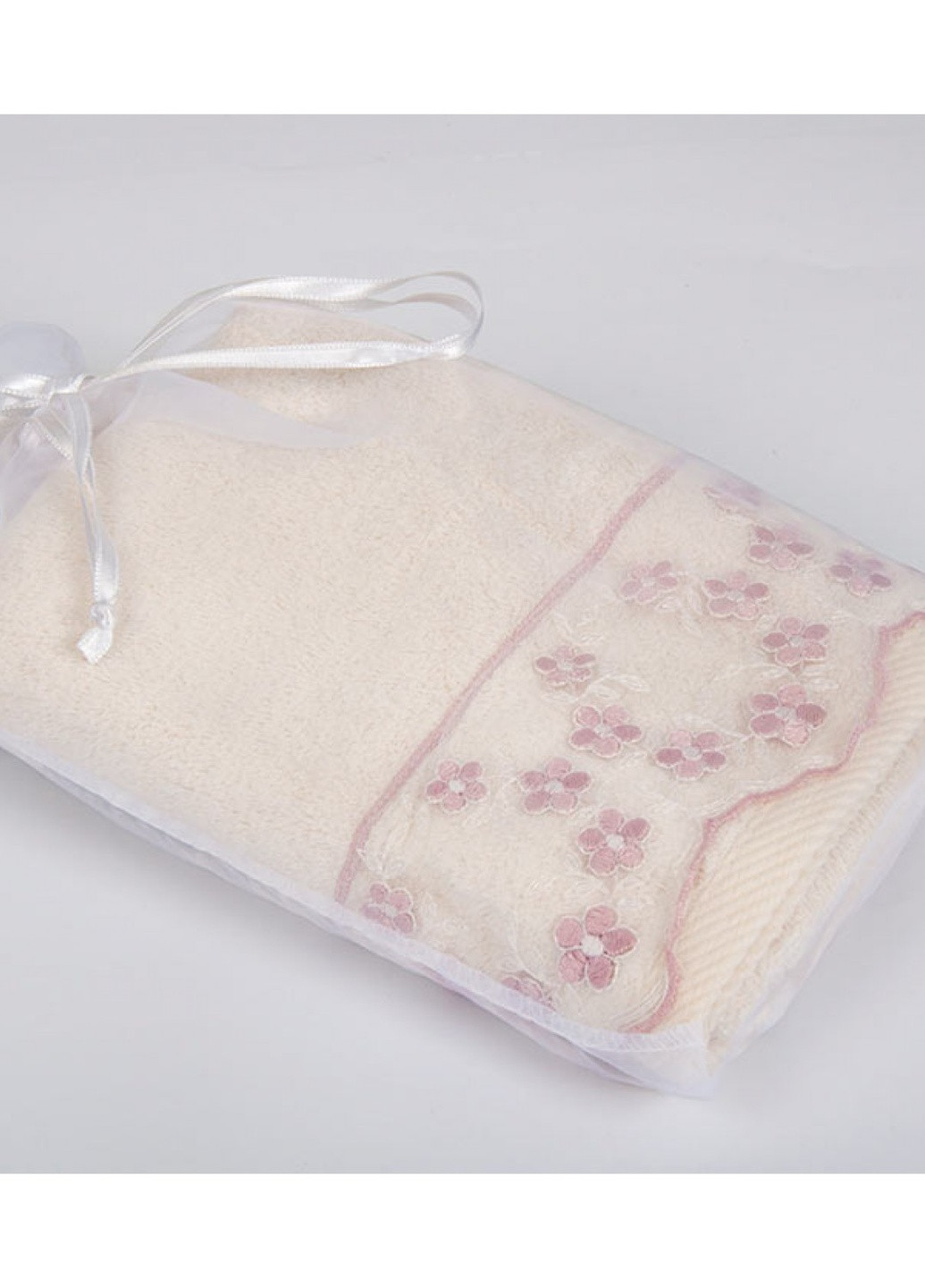 Maxstyle полотенце бамбуковое - pudra кремовое 50*90 орнамент молочный производство - Турция