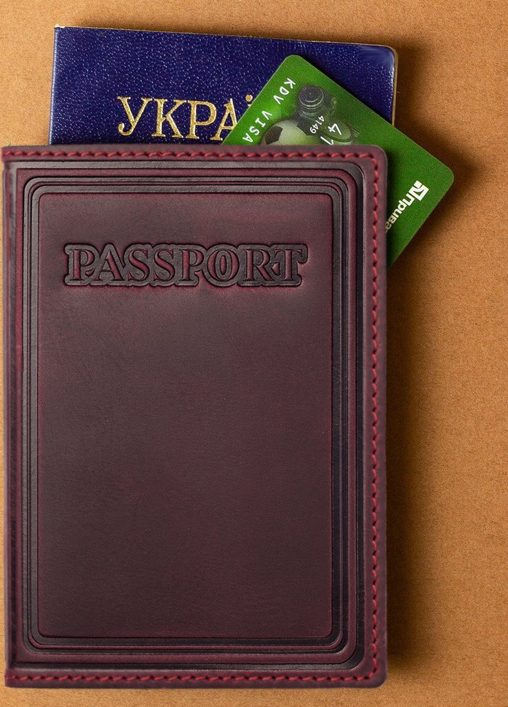 Шкіряна Обкладинка Для Паспорта, Закордонного паспорта Villini 002 Бордовий Martec (259660234)