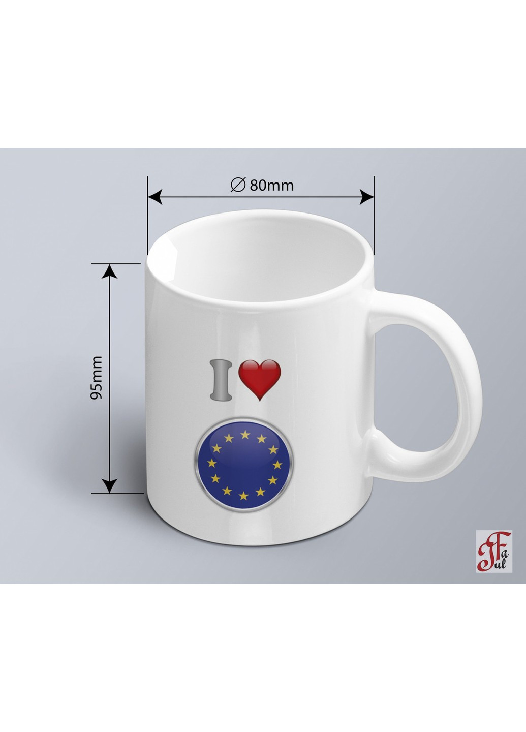 Чашка з принтом я люблю Євросоюз з зображенням прапору (02010109022) ЗаСвіт (261333056)