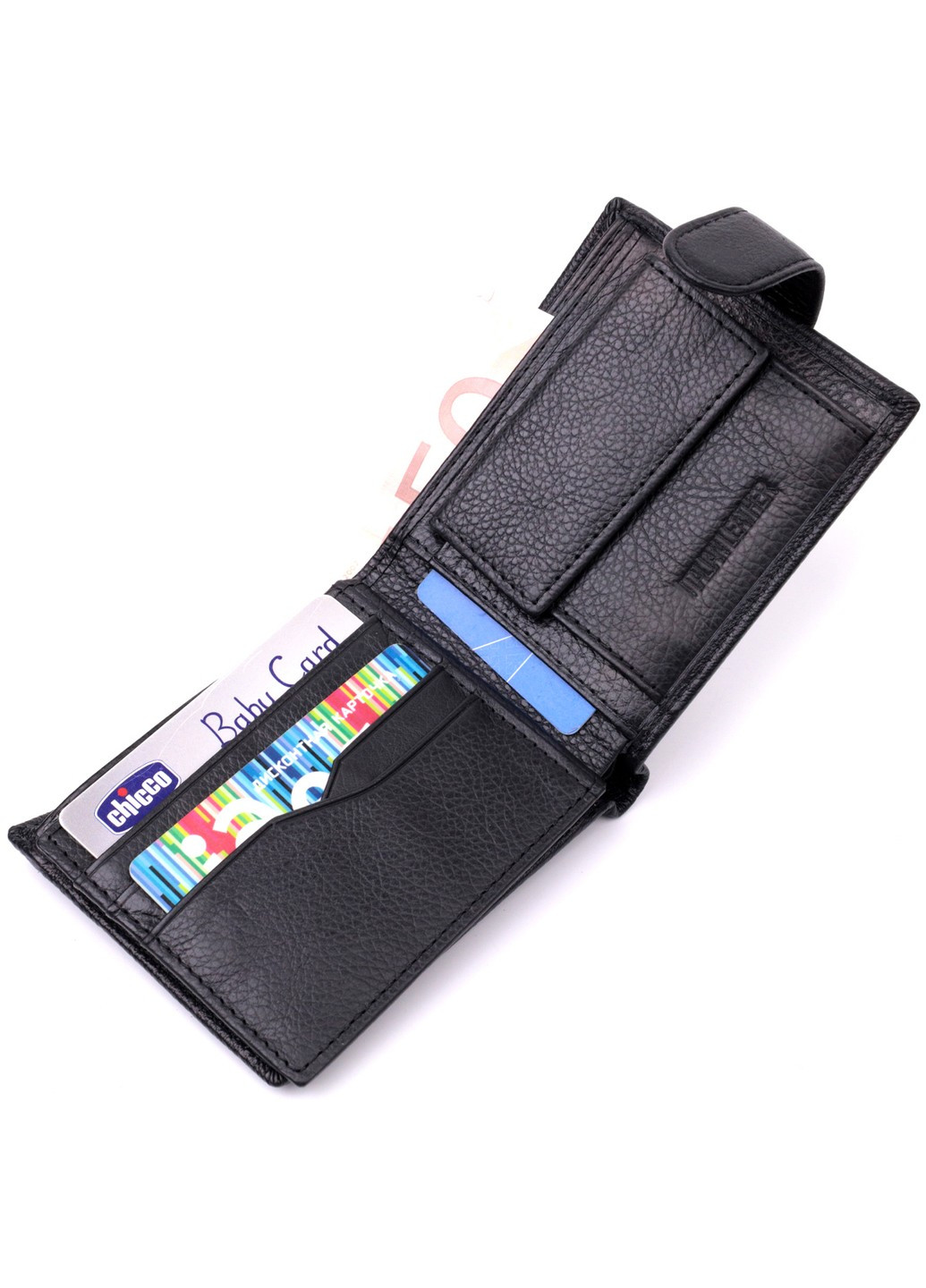 Класичне портмоне для чоловіків із блоком для карток з натуральної шкіри 19473 Чорне st leather (278001128)