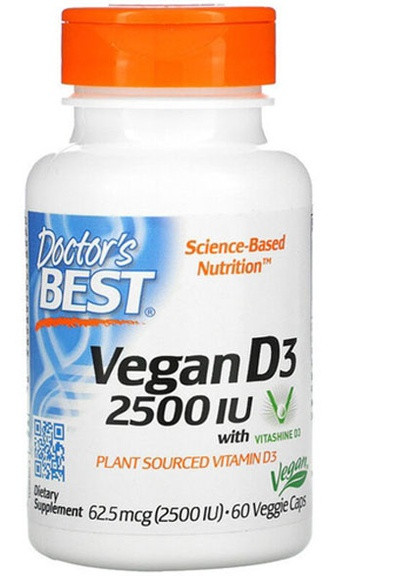 Vegan D3 2500 IU 60 Veg Caps Doctor's Best (256725054)