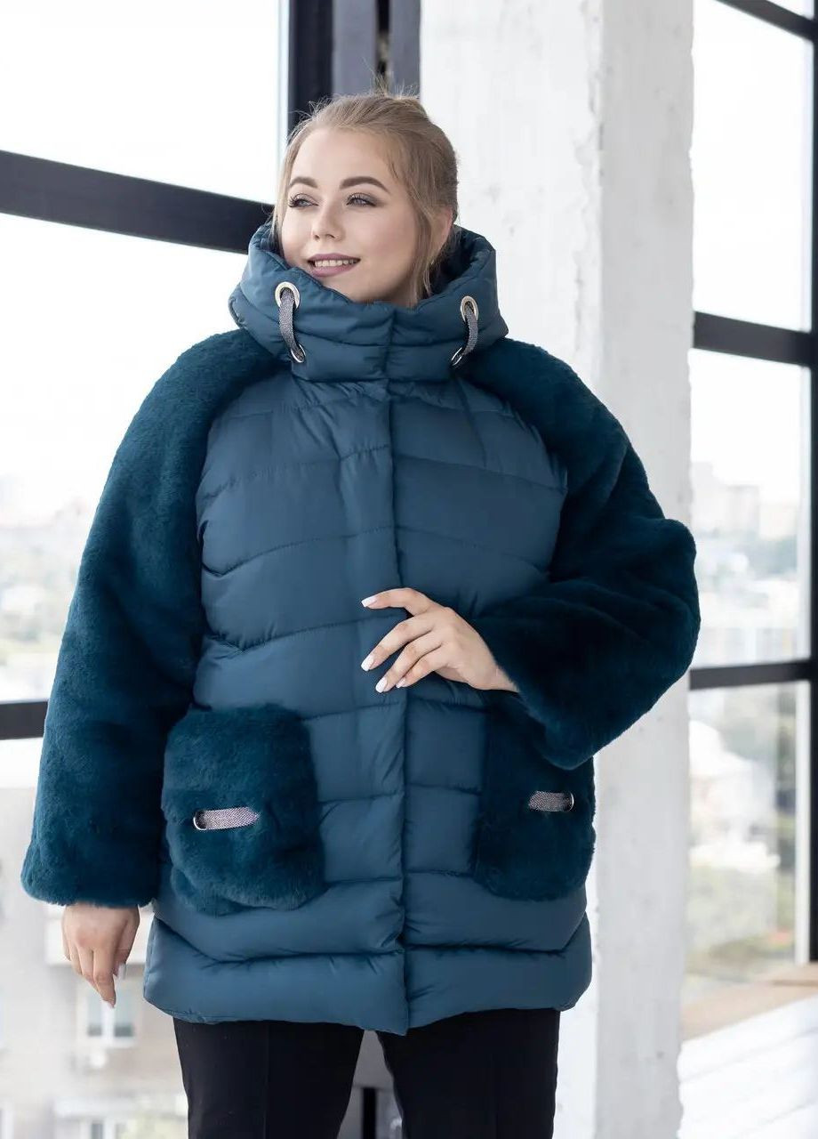 Морської хвилі зимня зимова куртка жіноча великого розміру SK