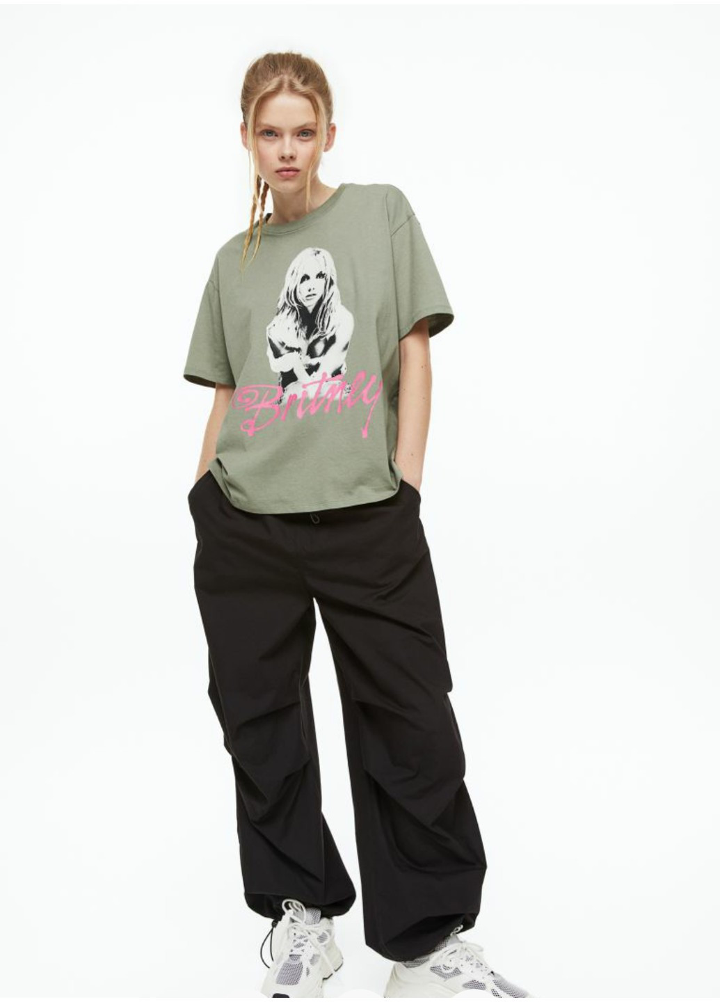 Зеленая летняя женская хлопковая футболка оверсайз н&м (55681) 32 зеленая H&M