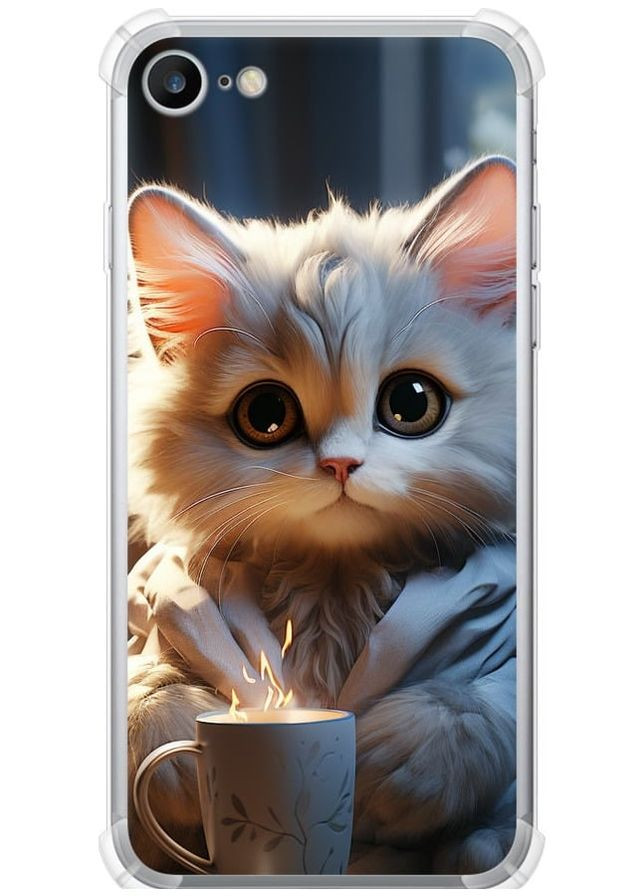 Силіконовий протиударний с посиленими кутами чохол 'Білий кіт' для Endorphone apple iphone se 2020 (265398633)