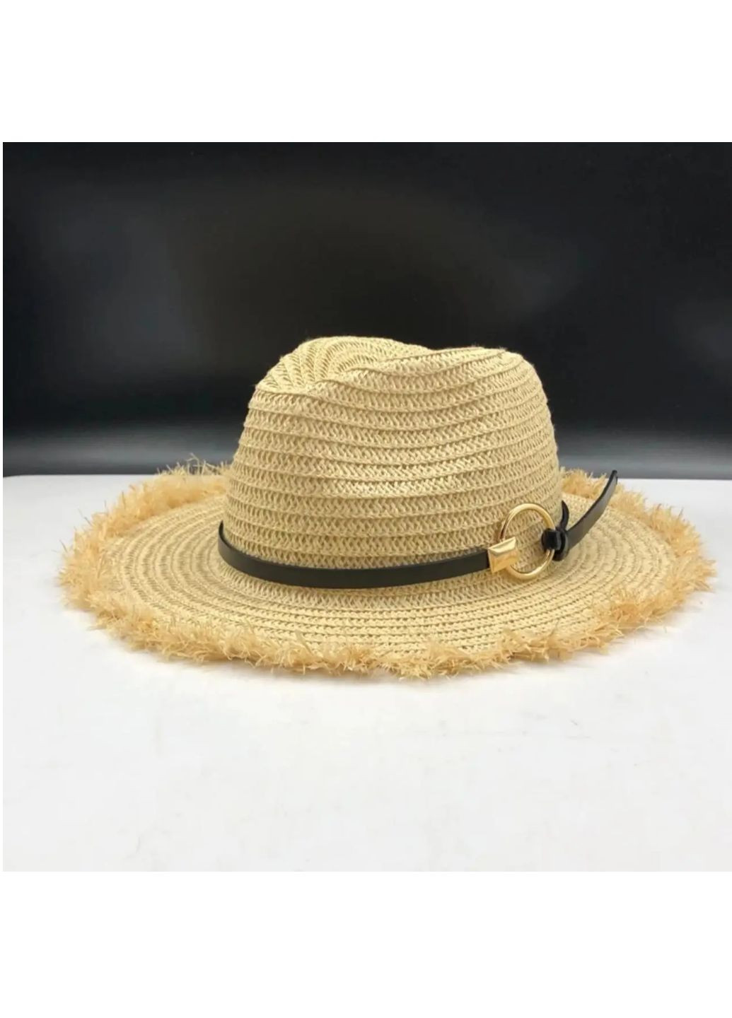 Дорослий літній солом'яний капелюх світлий беж складний з кільцем No Brand (259160931)