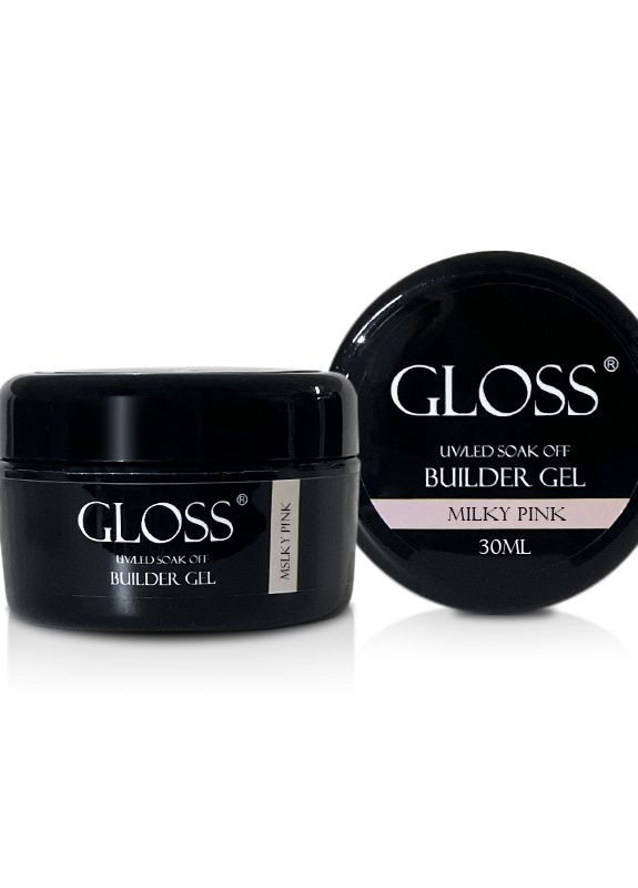 Однофазний гель Builder Gel GLOSS Milky Pink, 30 мл Gloss Company (267897023)