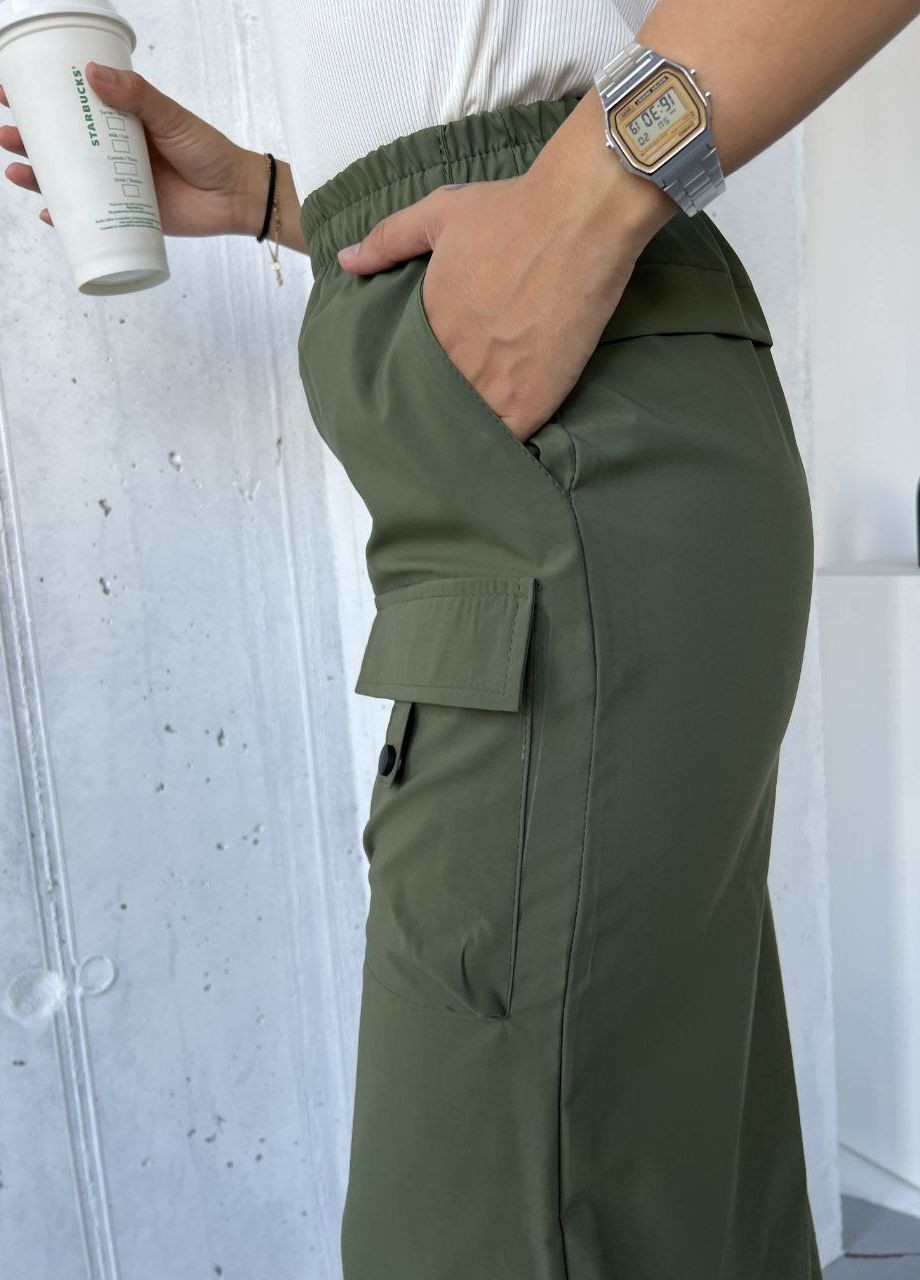 Оливковая (хаки) спортивная, повседневный однотонная юбка Украина карго