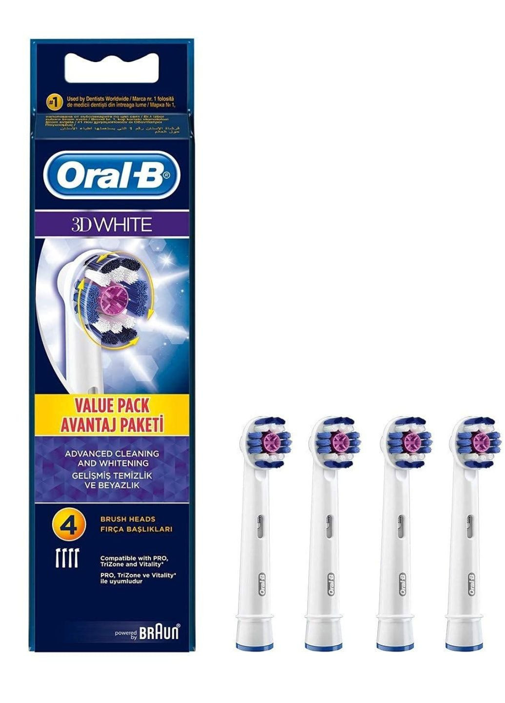 Набір змінних зубних насадок Braun 3D White 4шт Oral-B (275657493)