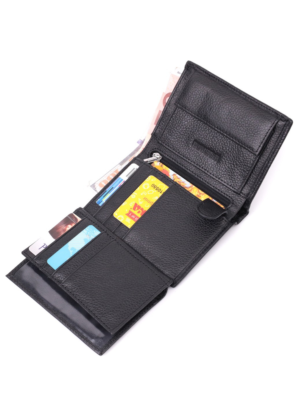 Вертикальний гаманець для стильних чоловіків із натуральної шкіри 22464 Чорний st leather (277980455)